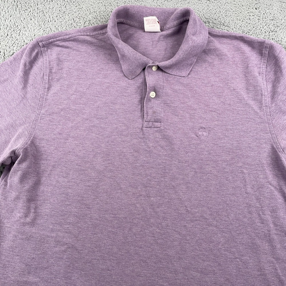 Brooks Brothers Polo Shirt Mens Large Purple Performance Original Fit Logo Pique